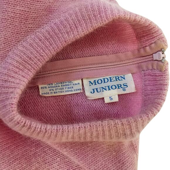 Vintage 70s Juniors Soft Angora Rabbit Fur Pink Crewneck Lightweight Sweater S - Picture 10 of 10